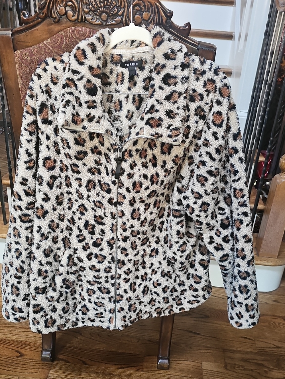 Torrid Leopard Print Full Zip-Up Fleece Jacket Size 2